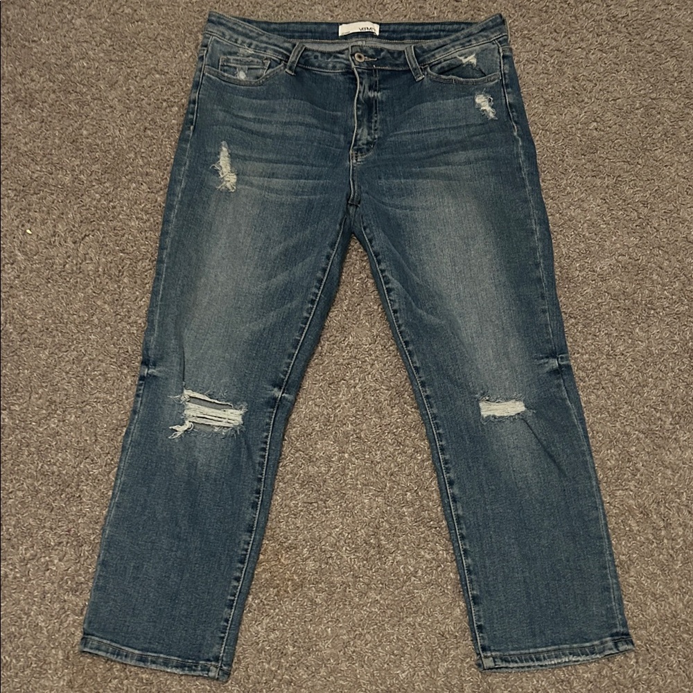 Classic Distressed Straight Leg Jeans